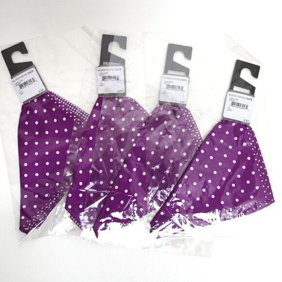 NWT 4-Pack Nordstrom Rack Berry Purple Polka Dot Pocket Squares Men's - Picture 3 of 4